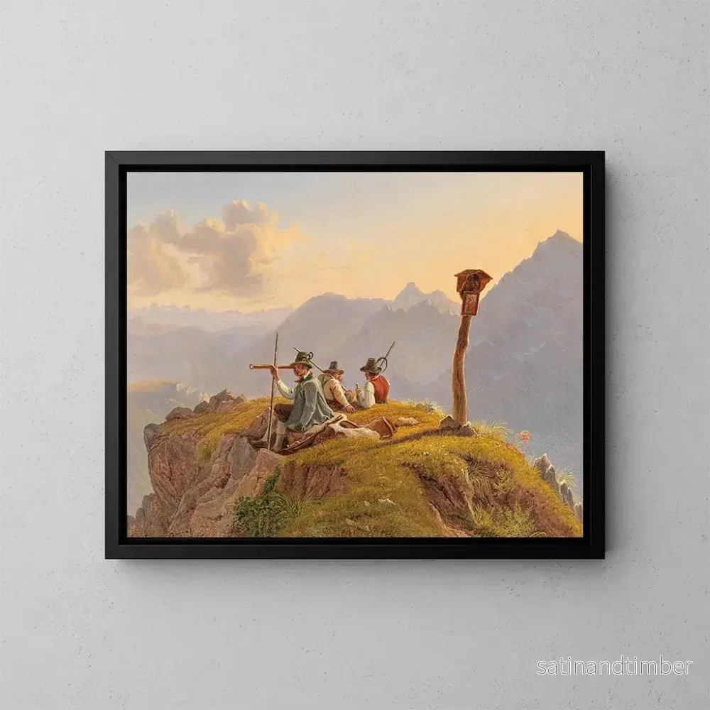 Reproduktion av målningen Jägare som vilar på toppen, scen i Salzkammergut – Gustav Reinhold Reproduktion av målningen Jägare som vilar på toppen, scen i Salzkammergut – Gustav Reinhold