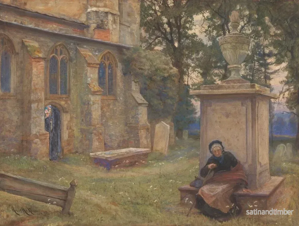 Reproduktion av målningen av Aldenham kyrkas viloplats - Sir Hubert von Herkomer - Bild 2