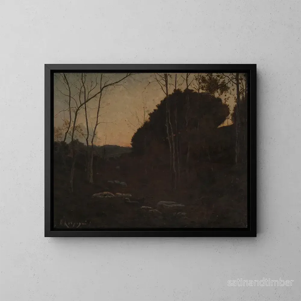 Reproduktion av målningen av Clairière en forêt de Fontainebleau - Henri-Joseph Harpignies