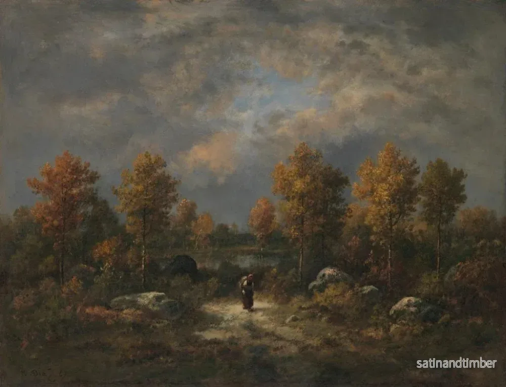 Reproduktion av målningen Höst vid dammens kant skog - Narcisse Virgile Diaz de la Peña - Bild 2