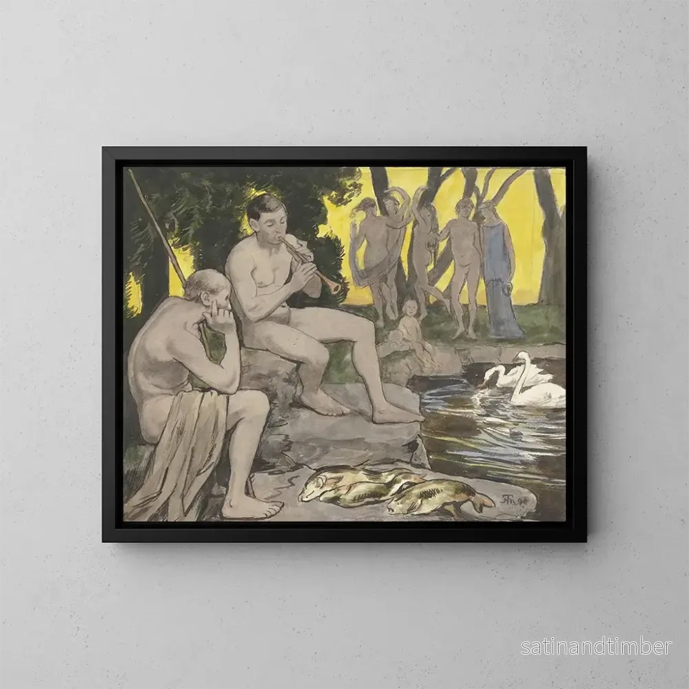 Reproduktion av målningen Les Champs Élysées, Nymfer dansande - Hans Thoma
