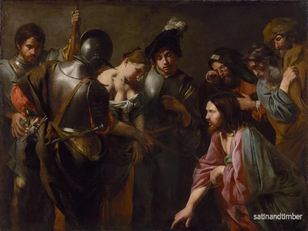 Reproduktion av målningen av Le Christ et la femme adultère - Valentin de Boulogne - Bild 2