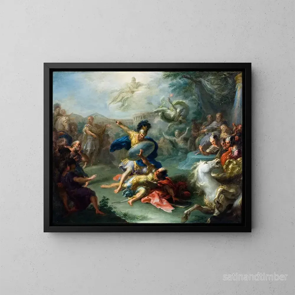Reproduktion av målningen Le combat entre Énée et le roi Turnus dans l'Énéide de Virgile - Giacomo Del Po