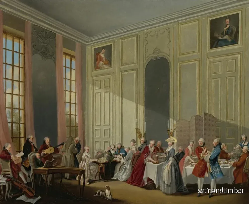 Reproduktion av målningen Mozart ger en konsert i salongen av de fyra speglarna i Templepalatset i prinsen av Contis gård - Michel-Barthélemy Ollivier - Bild 2