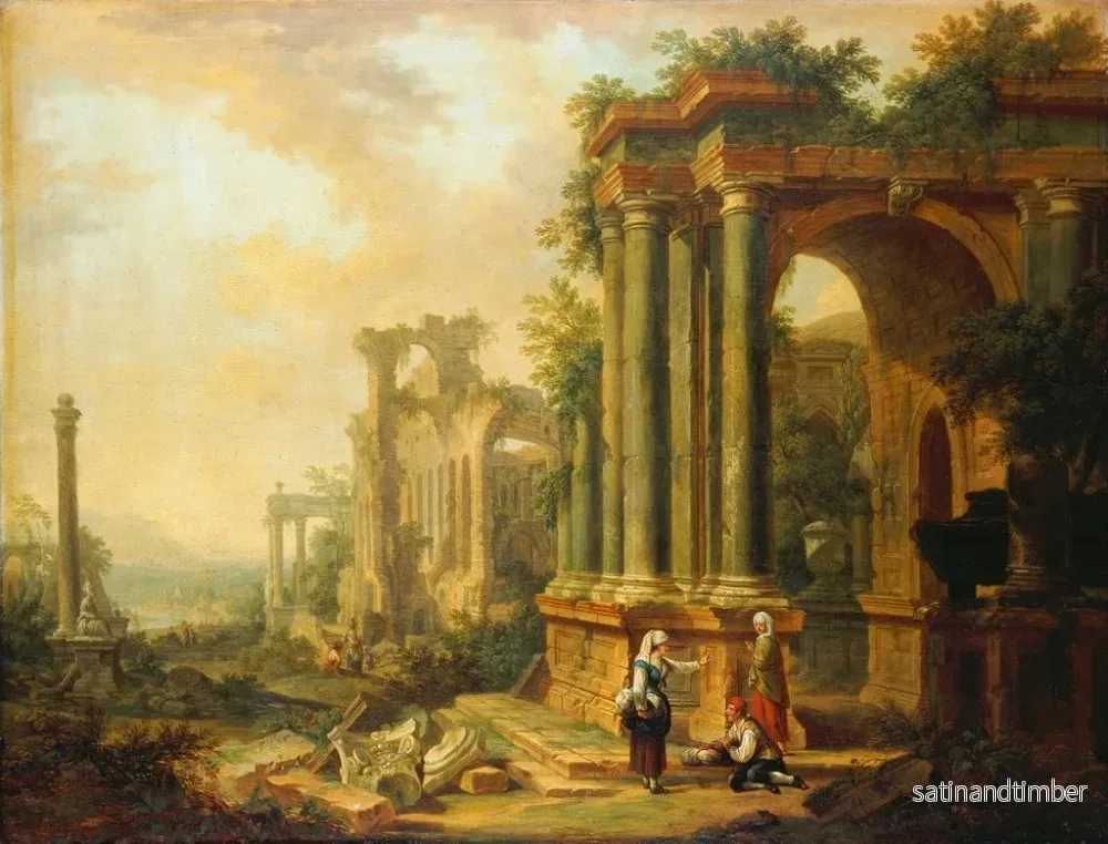 Reproduktion av målningen Landskap med antika ruiner och en kolonn - Christian Georg Schütz den äldre - Bild 2