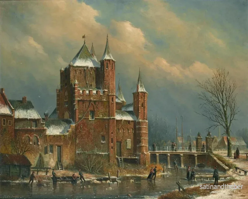 Reproduktion av målningen La porte d'Amsterdam à Haarlem - Oene Romkes de Jongh - Bild 2