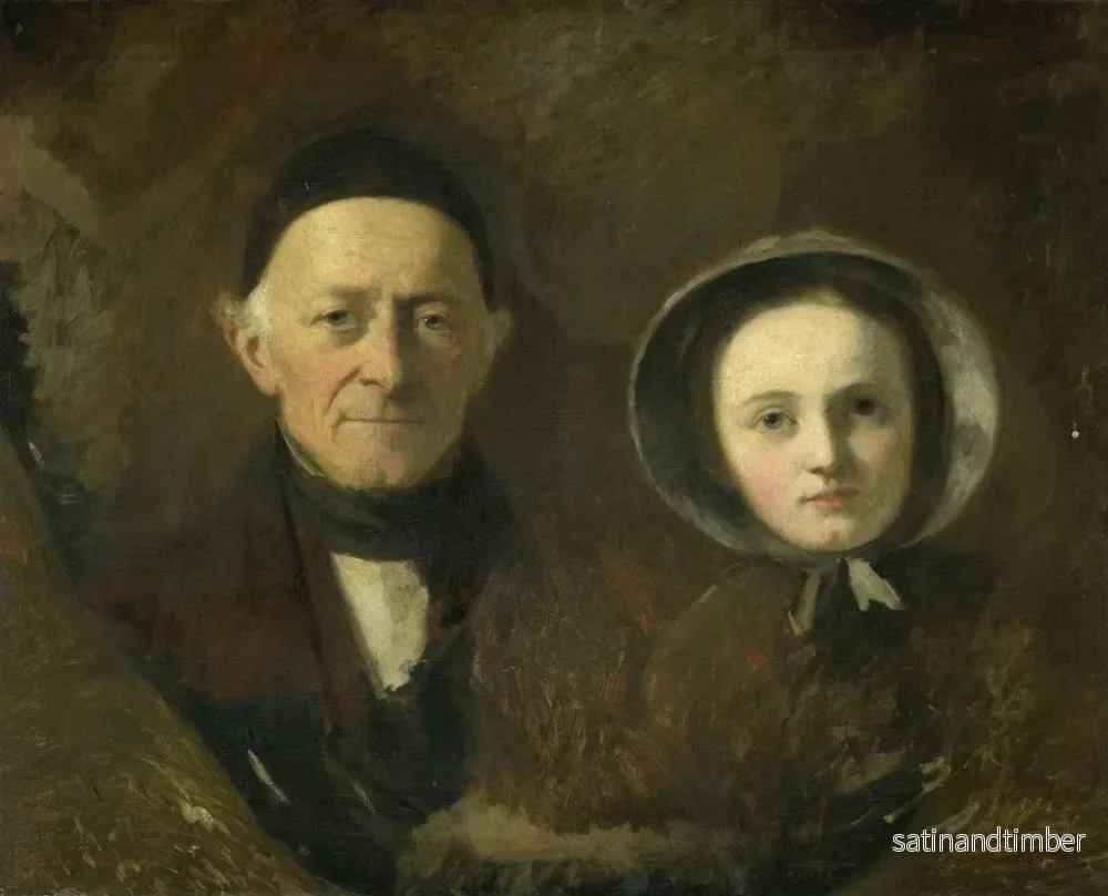 Reproduktion av målningen porträtt av Johann Joseph Hermann, konstnärens svärfar, med sitt barnbarn Ida Schwartze, konstnärens äldsta dotter - Johann Georg Schwartze - Bild 2