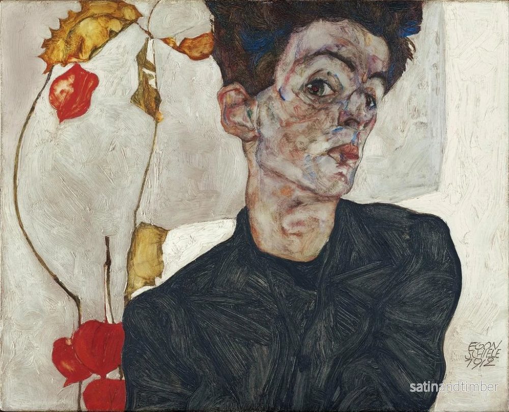 Reproduktion av målningen självporträtt med physalis - Egon Schiele - Bild 2