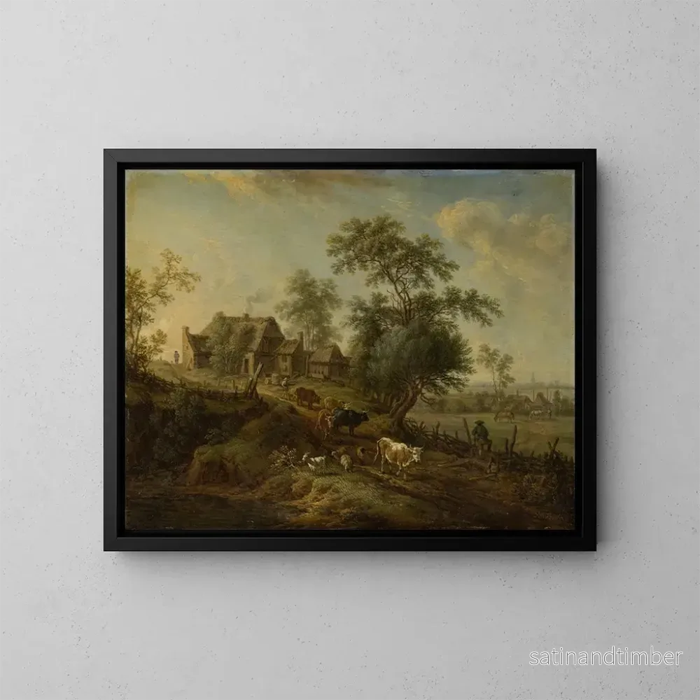 Reproduktion av målningen landskap med bonddjur på en väg – Christian Georg Schütz den äldre Reproduktion av målningen landskap med bonddjur på en väg – Christian Georg Schütz den äldre