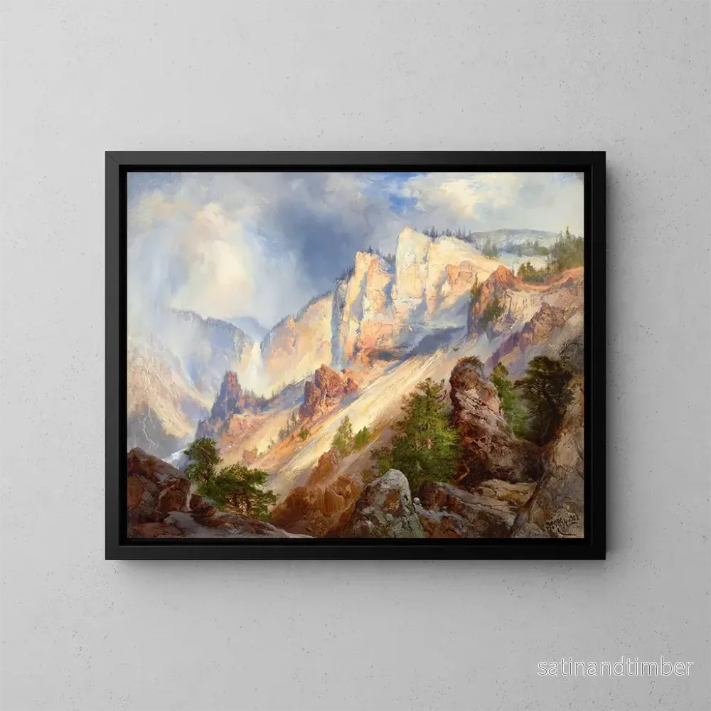 Reproduktion av målningen En tillfällig regnskur i Yellowstone canyon - Thomas Moran