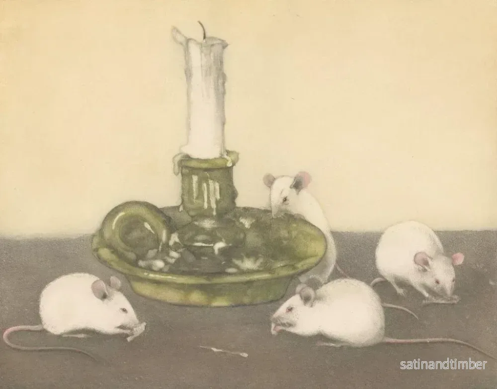 Reproduktion av målningen Quatre souris près d'un chandelier - Frans Everbag - Bild 2
