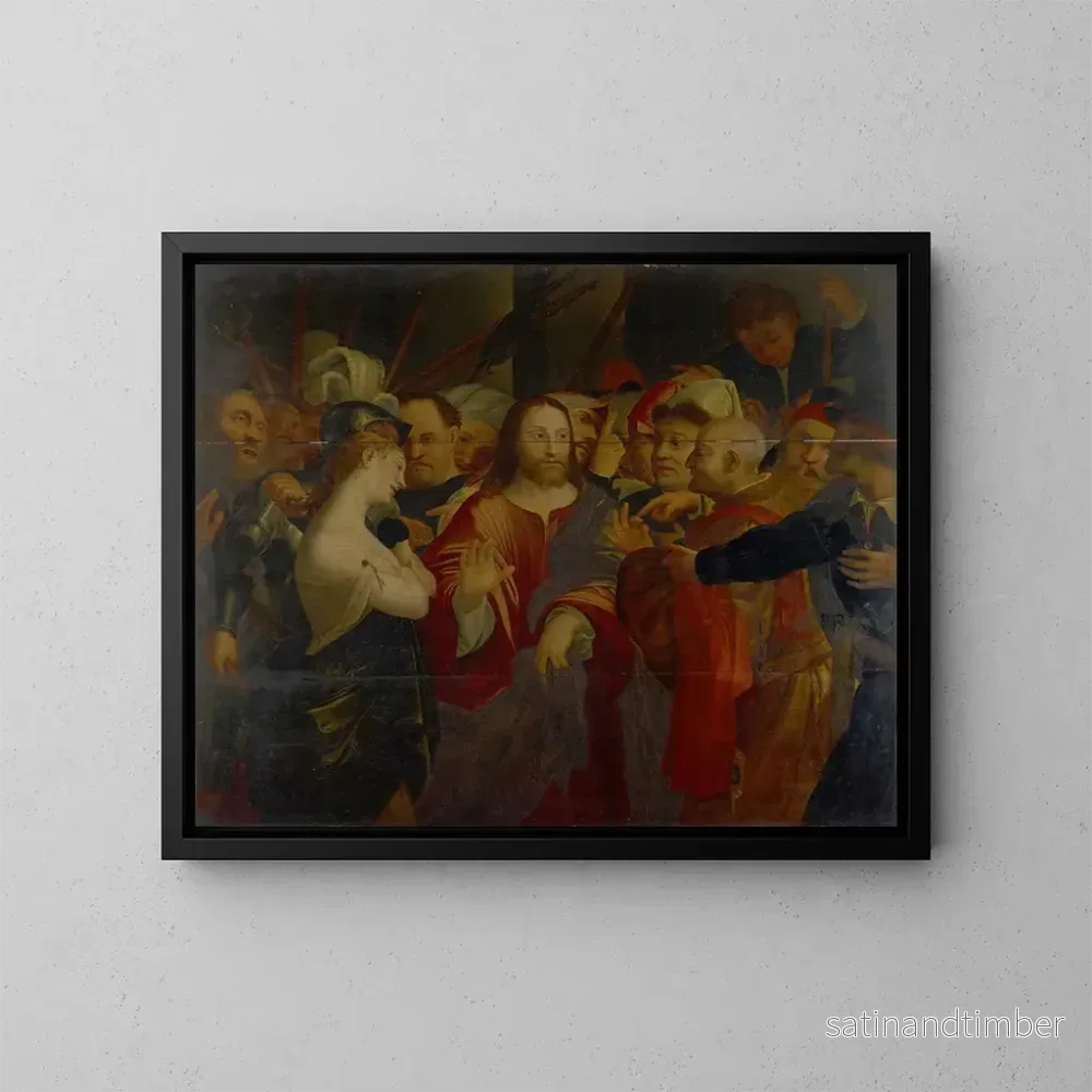 Reproduktion av målningen Le Christ et la femme adultère - Lorenzo Lotto