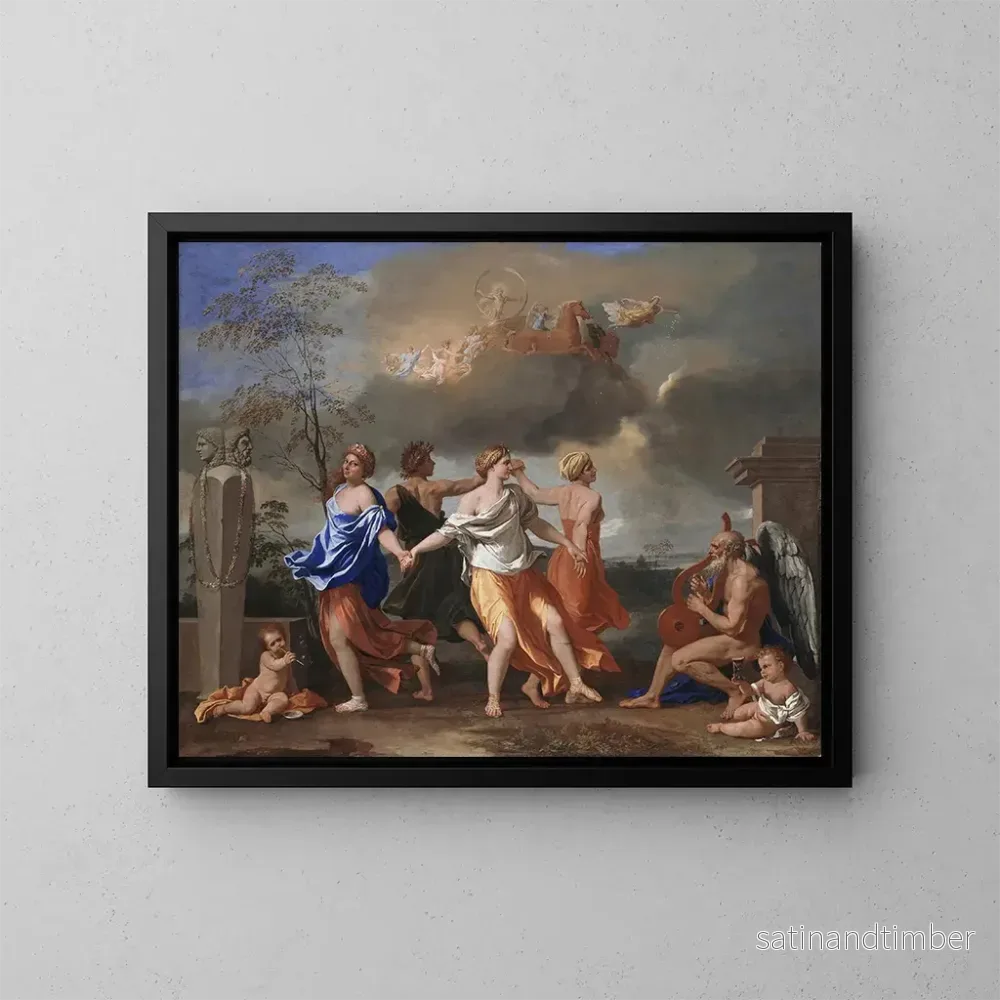 Reproduktion av målningen En dans till tidens ljud - Nicolas Poussin