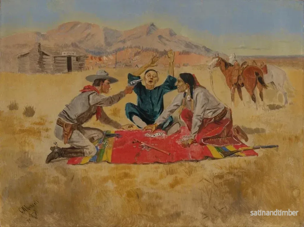Reproduktion av målningen Pas une chance pour un Chinois - Charles Marion Russell - Bild 2