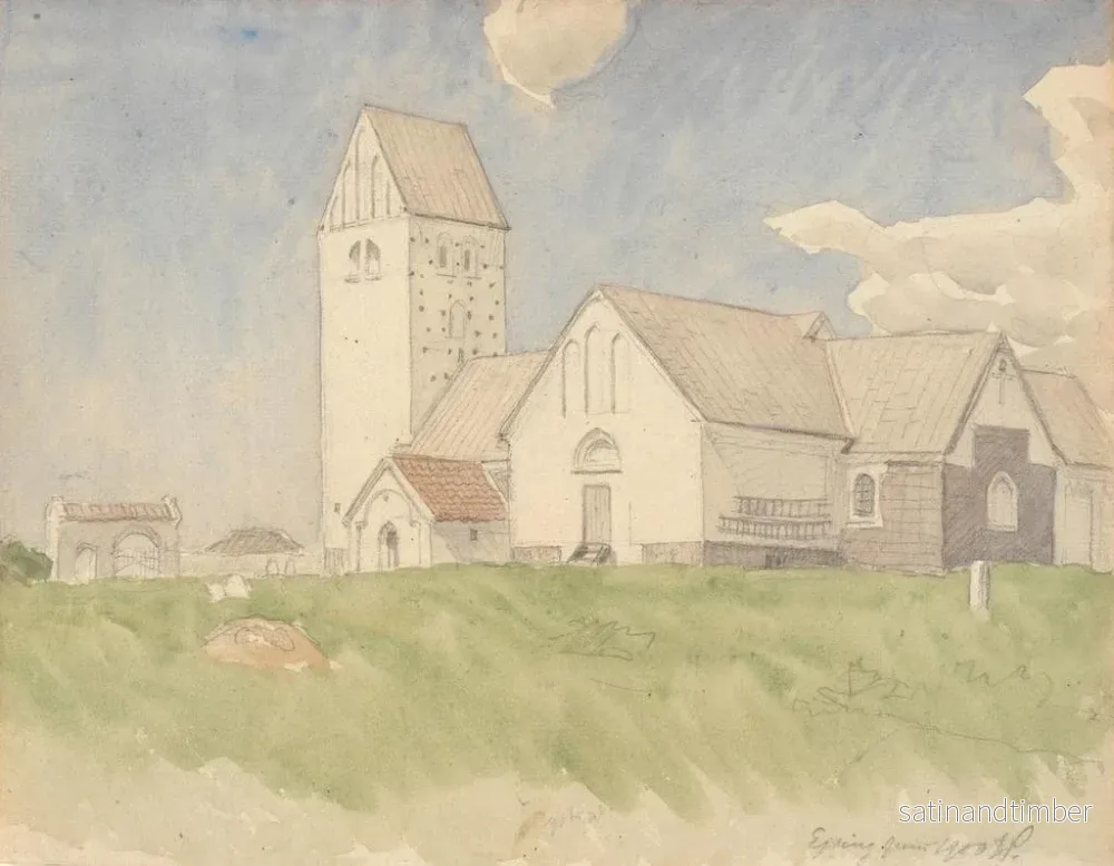 Reproduktion av målningen av Ejsing kyrka - Joakim Skovgaard - Bild 2