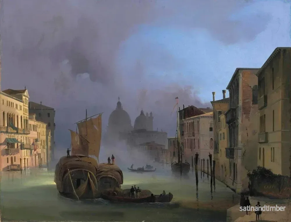 Reproduktion av målningen av Le Grand Canal à Venise depuis le pont de l'Accademia avec Santa Maria della Salute - Ippolito Caffi - Bild 2