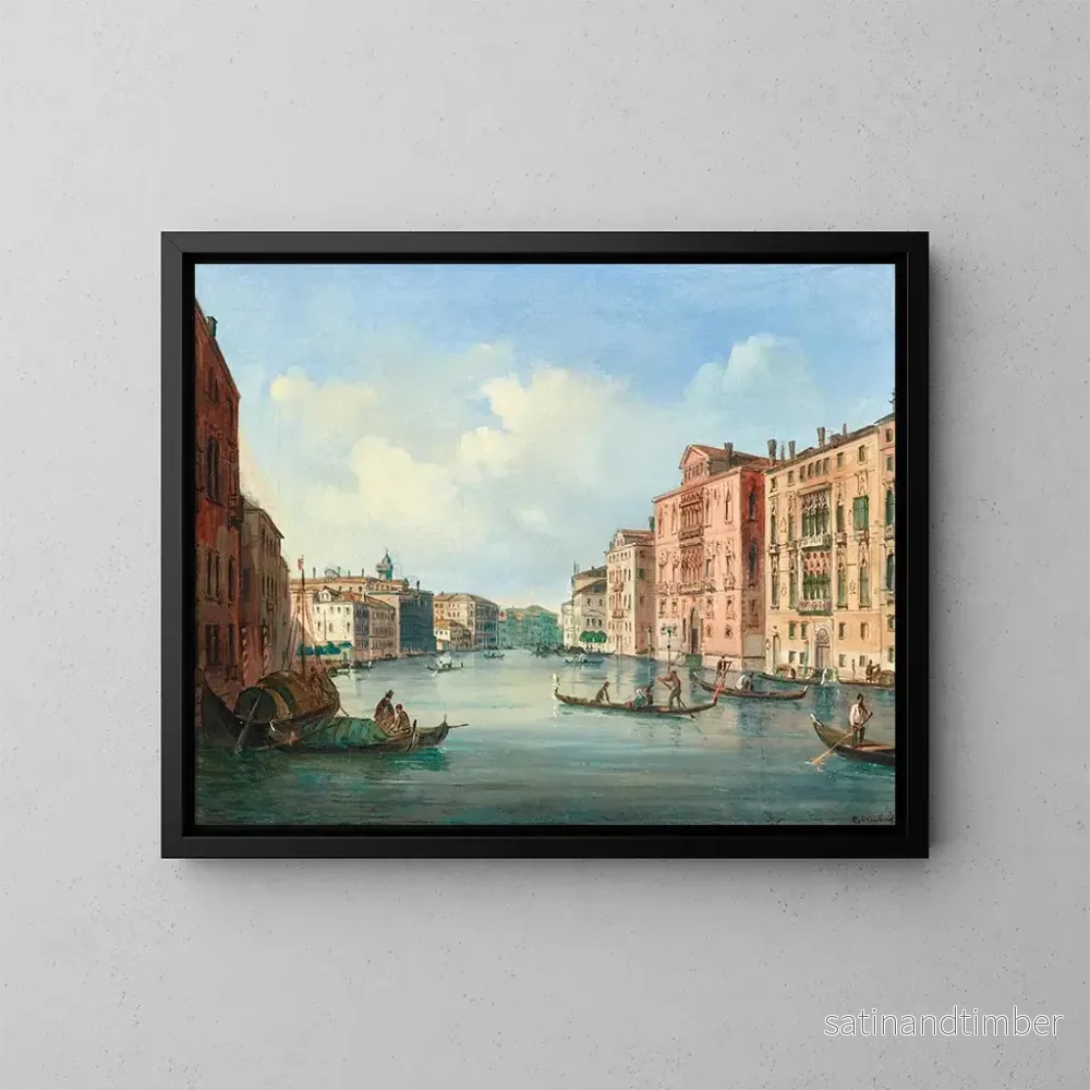 Reproduktion av målningen Venedig, vy över Grand Canal med Palazzo Cavalli-Franchetti och Palazzo Barbaro – Carlo Grubacs