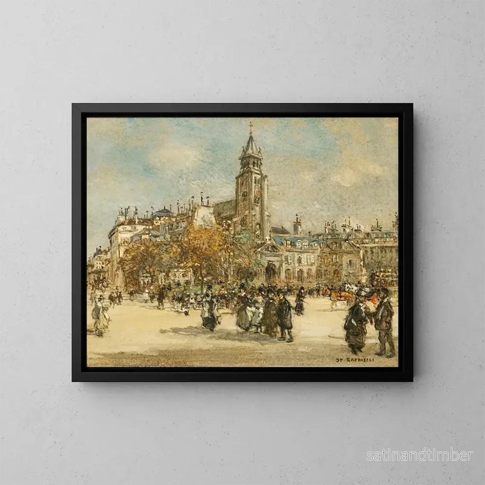 Reproduktion av målningen Place de Saint-Germain-des-Prés, Paris - Jean François Raffaëlli