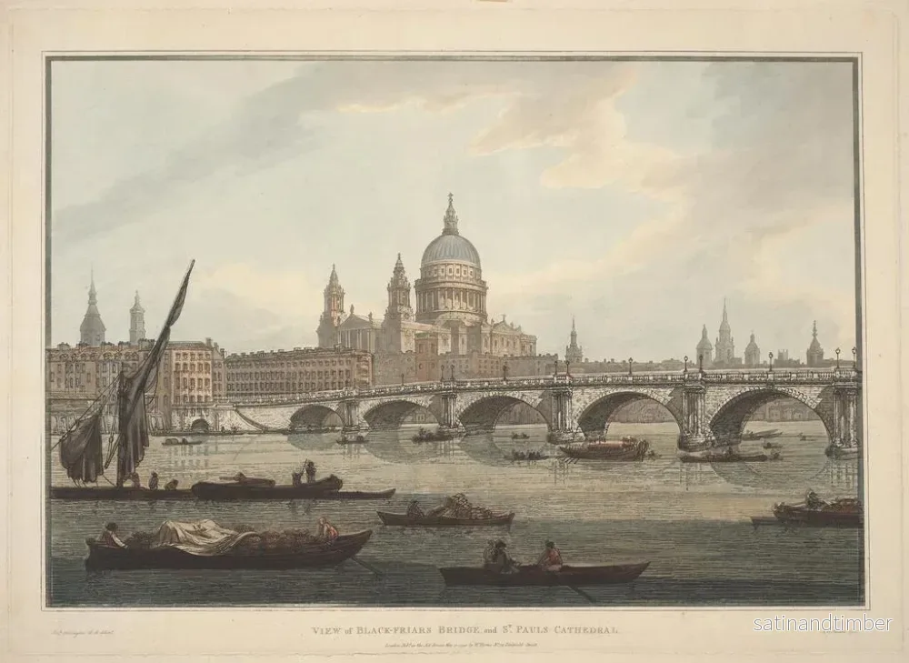 Reproduktion av målningen av Vue du pont de Blackfriars et de la cathédrale Saint-Paul - Joseph Farington - Bild 2
