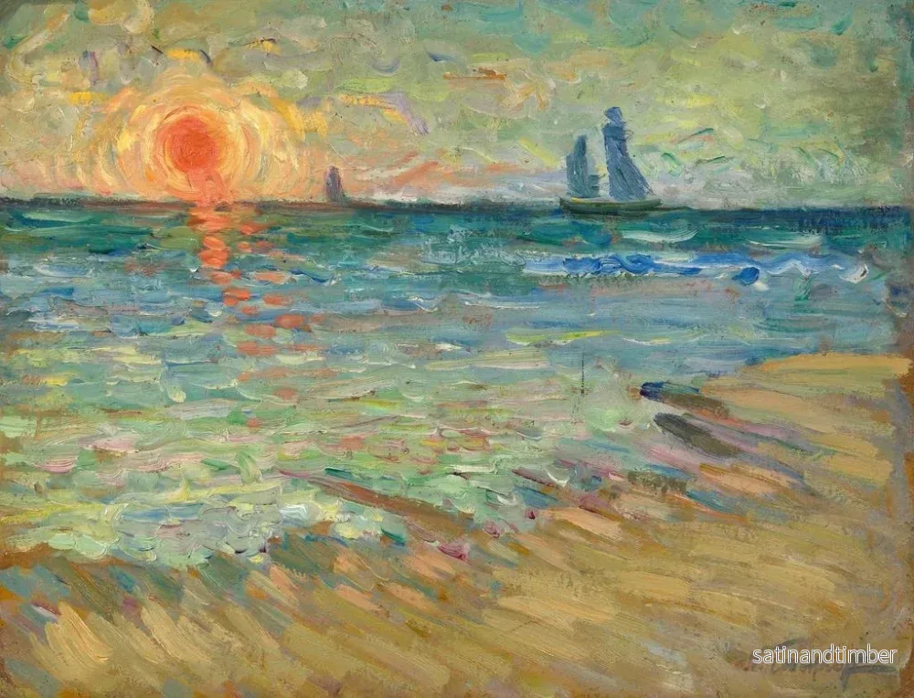 Reproduktion av målningen av segelbåtar vid solnedgång i Soulac-sur-Mer - Nicolas Alexandrovitch Tarkhoff - Bild 2