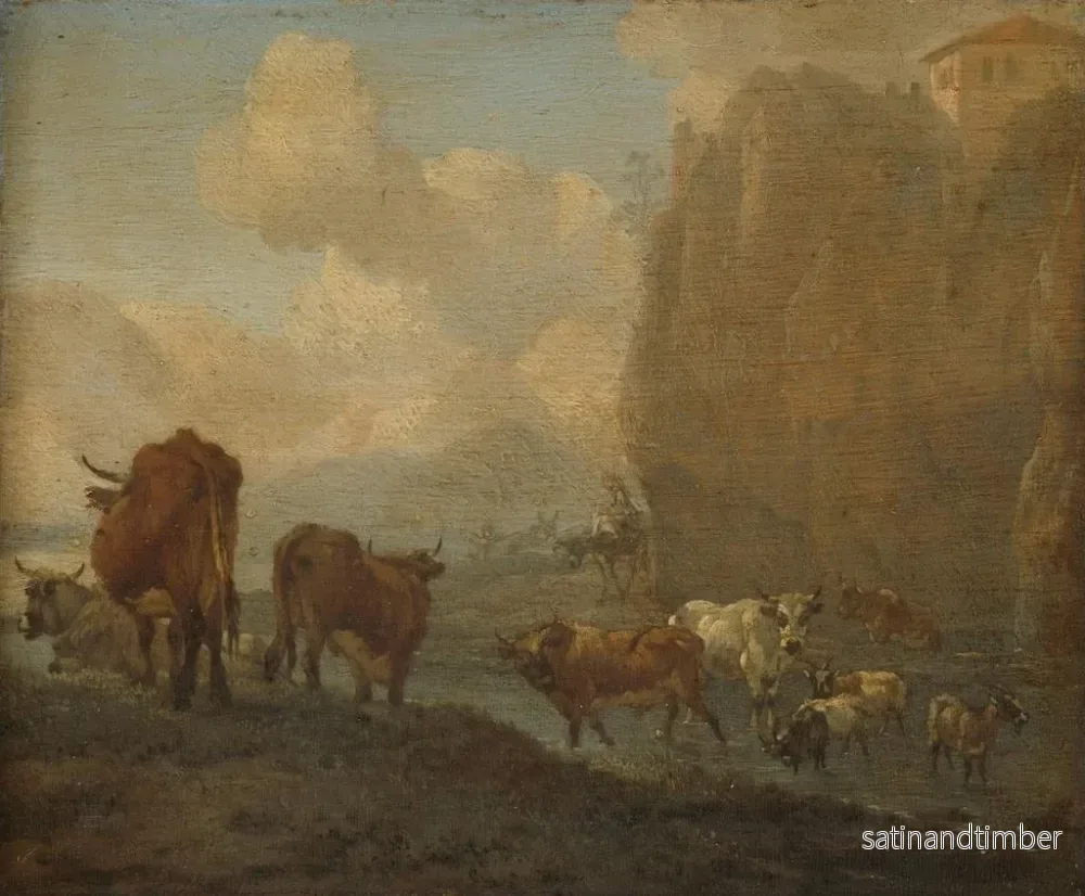 Reproduktion av målningen Bétail au bord d'une rivière - Willem Romeyn - Bild 2