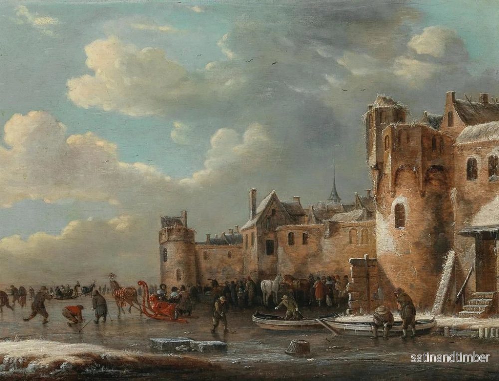 Reproduktion av målningen Patinörer och en hästsläde på isen framför en befäst stad - Thomas Heeremans - Bild 2