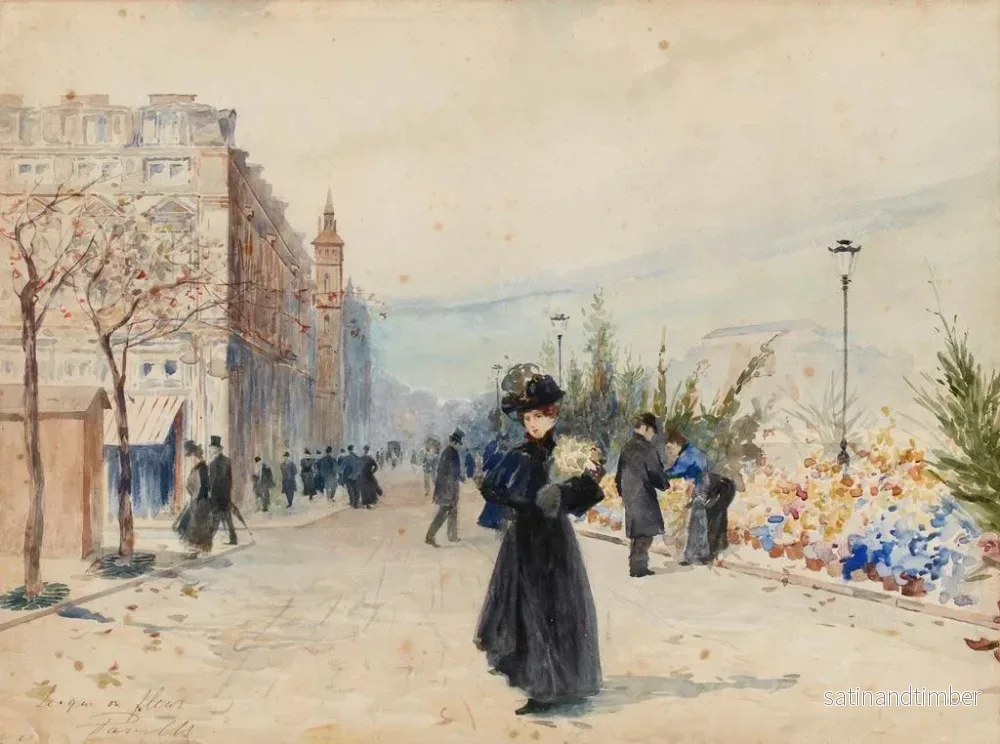 Reproduktion av målningen Le Quai aux fleurs, 4:e arrondissement - Élie Anatole Pavil - Bild 2