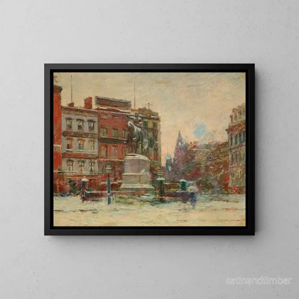 Reproduktion av målningen av Washington-monumentet vid Union Square på vintern – Theodore Robinson Reproduktion av målningen av Washington-monumentet vid Union Square på vintern – Theodore Robinson