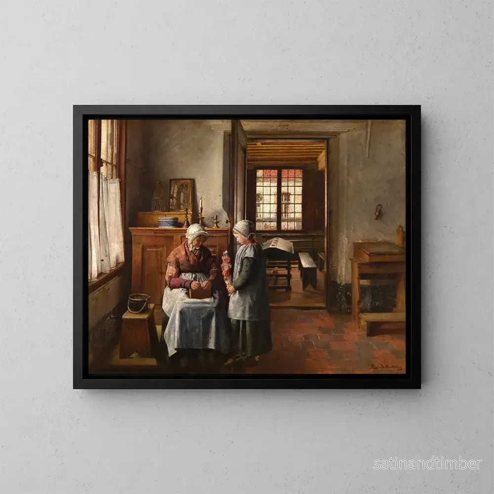 Reproduktion av målningen Le Festin des Grands-Mères - Henri de Braekeleer