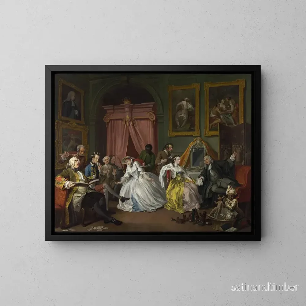 Reproduktion av målningen Le Mariage à la mode 4: La Toilette - William Hogarth