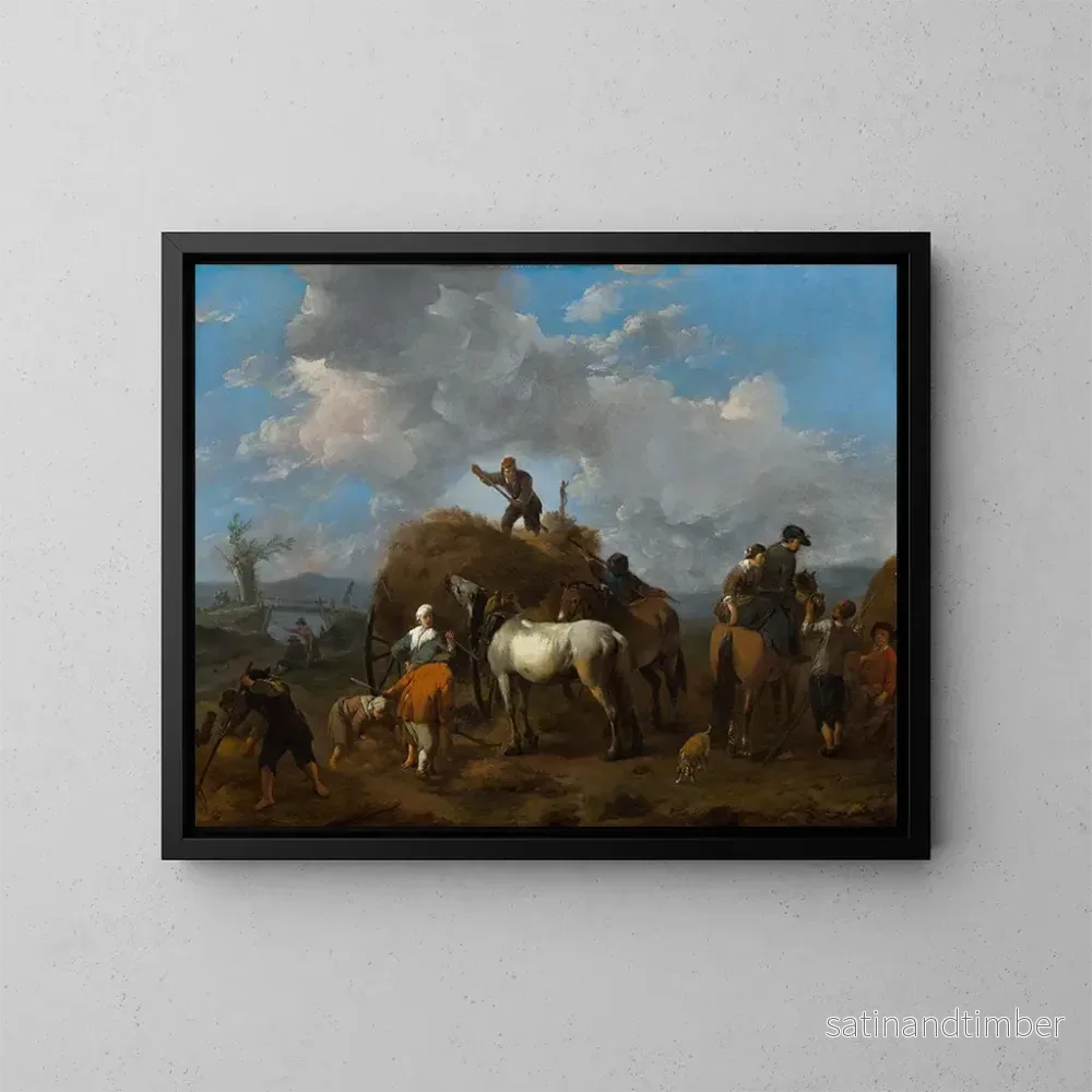 Reproduktion av målningen La Fauche des foins - Johannes Lingelbach