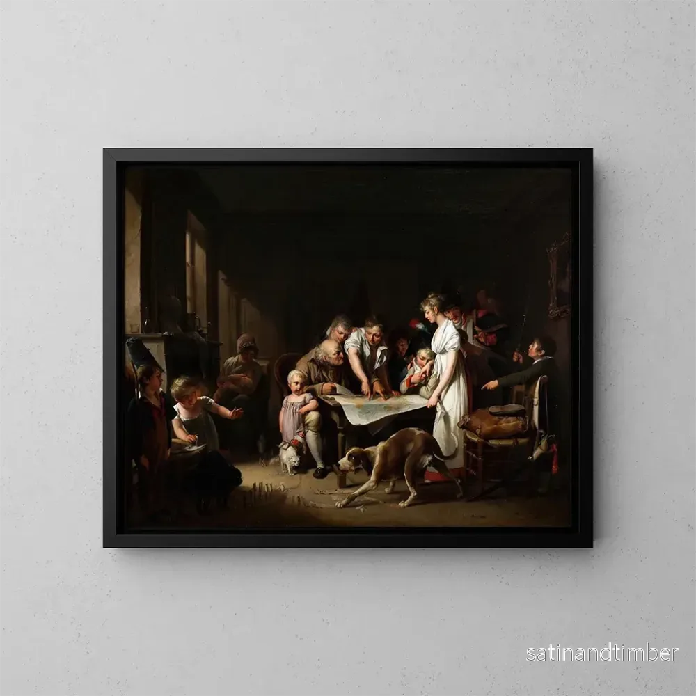 Reproduktion av målningen La lecture du bulletin de la Grande Armée - Louis Léopold Boilly