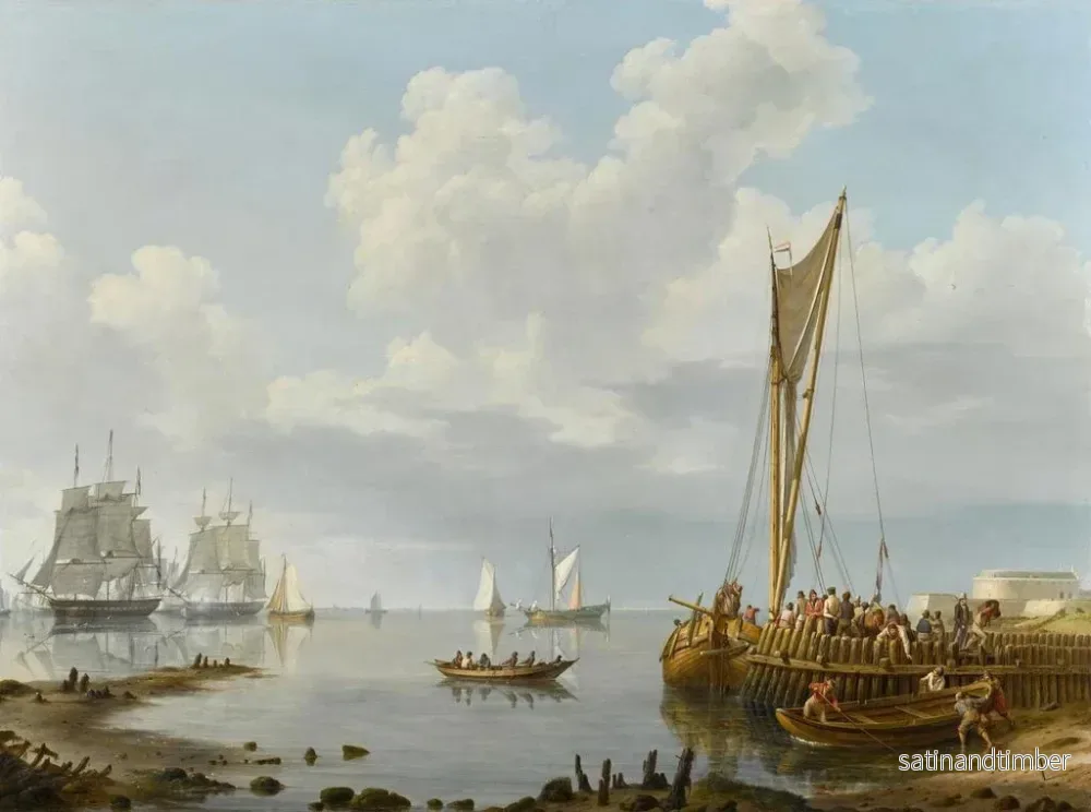 Reproduktion av målningen Navigering i en lugn flodmynning - Johannes Hermanus Koekkoek - Bild 2