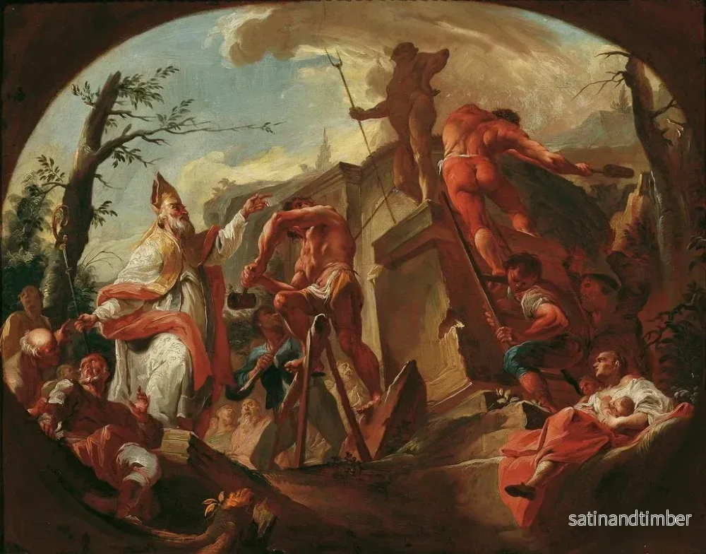 Reproduktion av målningen Le saint Cassien d'Imola renverse la statue de Pluton sur le sol - Paul Troger - Bild 2