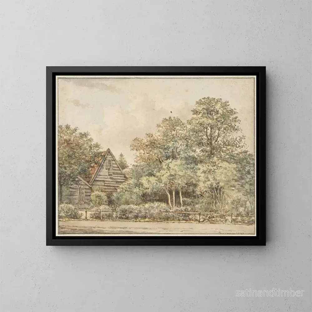 Reproduktion av målningen av ett hus i en skoglig miljö - Pieter Ernst Hendrik Praetorius