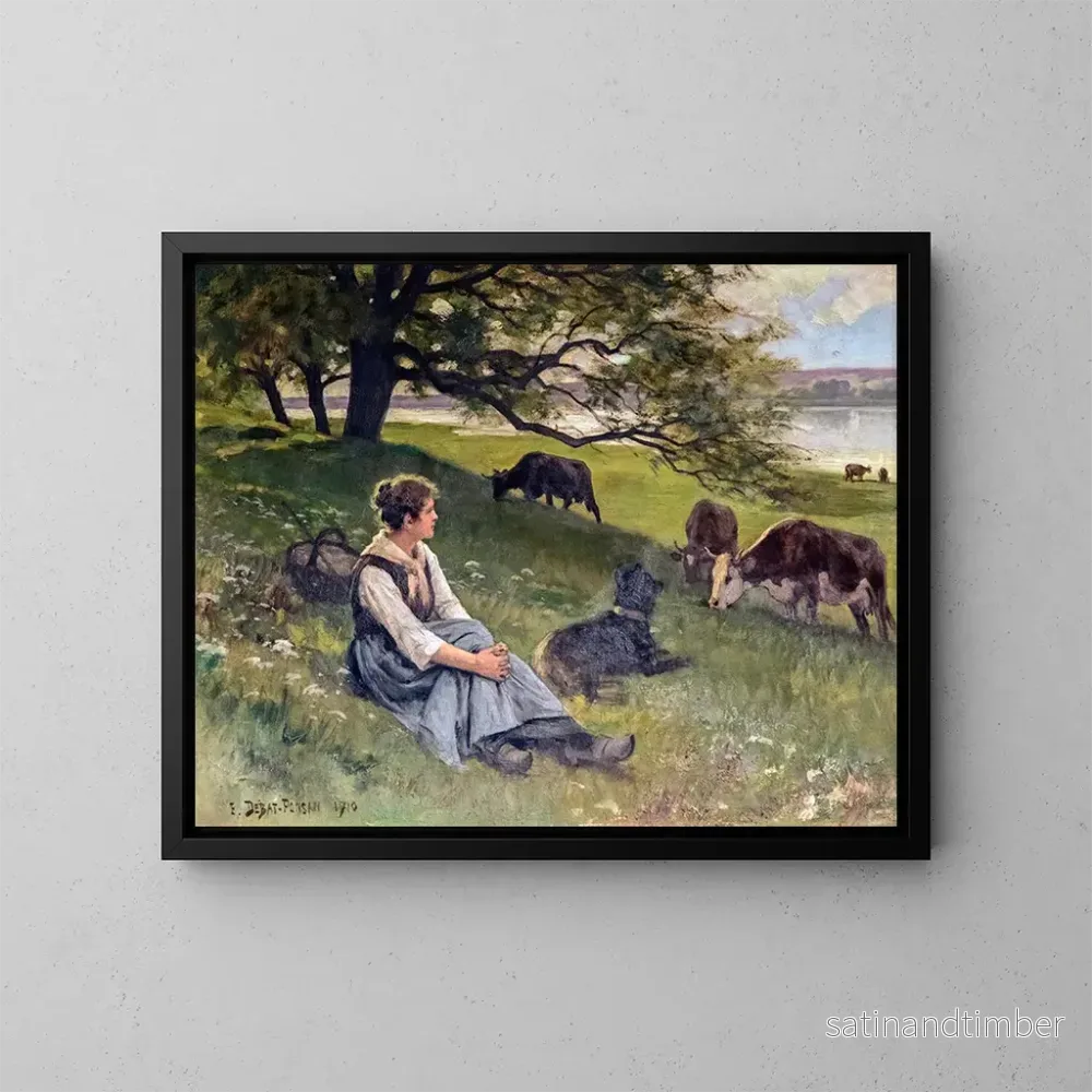 Reproduktion av målningen Le gardien de vaches – Édouard Bernard Debat-Ponsan Reproduktion av målningen Le gardien de vaches – Édouard Bernard Debat-Ponsan