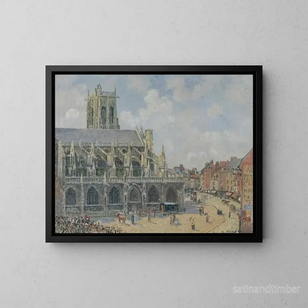 Reproduktion av målningen L'église Saint-Jacques de Dieppe, morgon, sol - Camille Pissarro