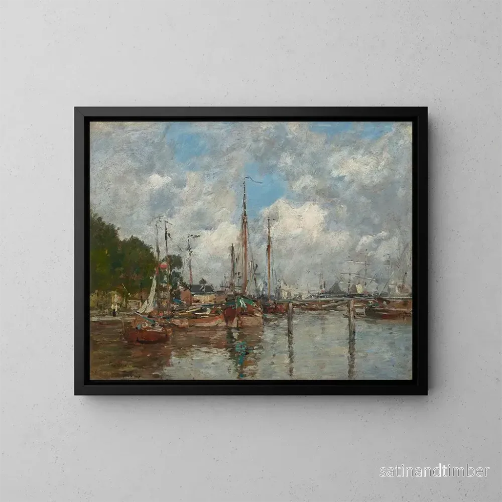 Reproduktion av målningen Ett hörn av hamnen i Trouville – Eugène Boudin Reproduktion av målningen Ett hörn av hamnen i Trouville – Eugène Boudin