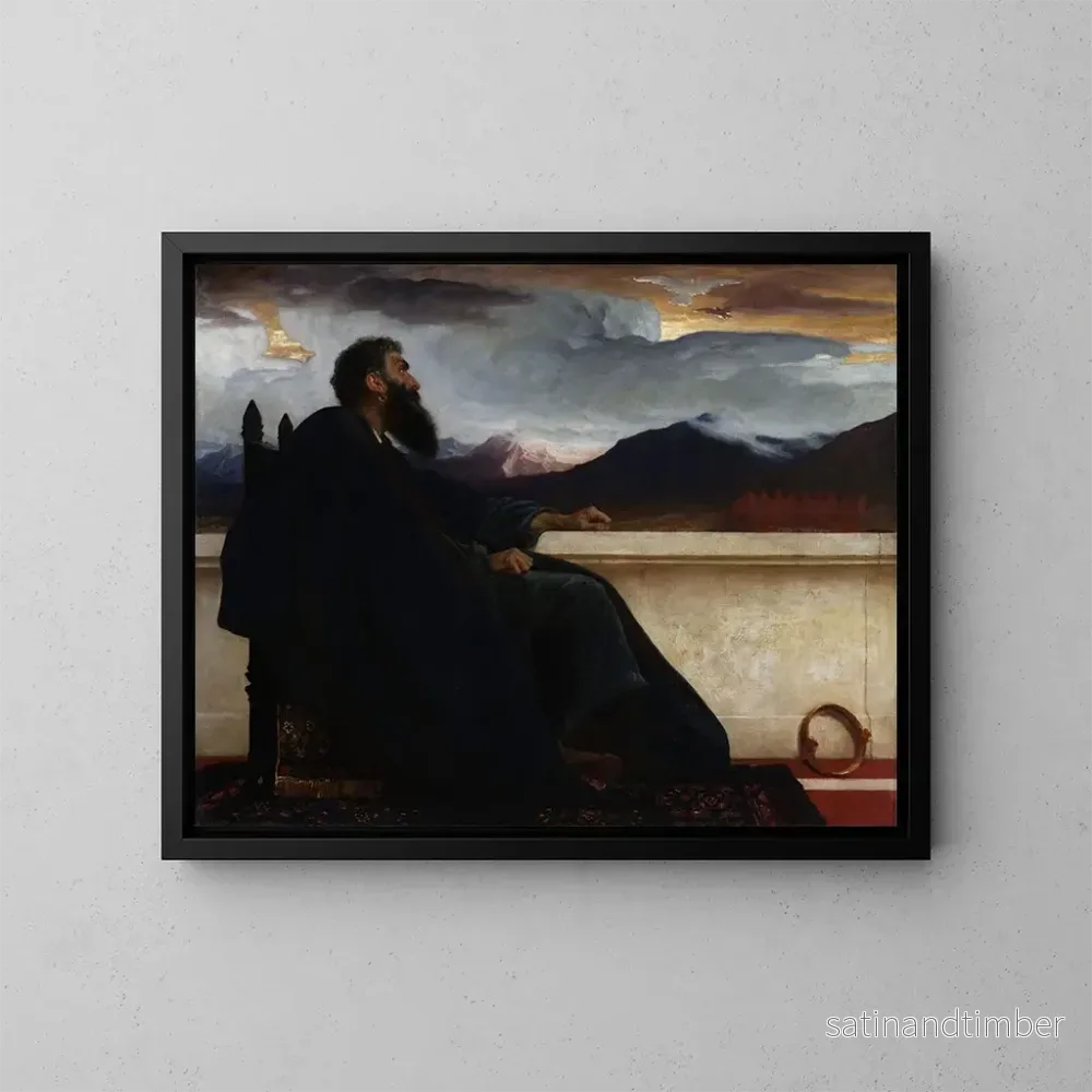 Reproduktion av målningen Oh om jag hade vingar som en duva, då skulle jag flyga iväg och finna vila, Psalm 55:6 - Frederic Leighton