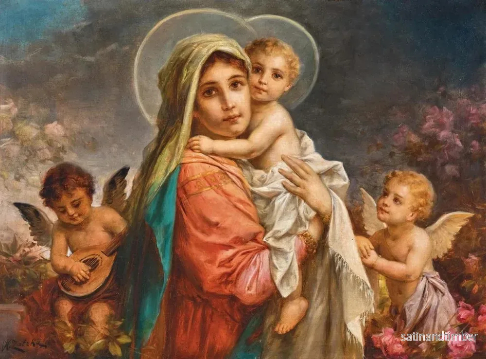 Reproduktion av målningen Vierge à l'Enfant avec des putti - Hans Zatzka - Bild 2