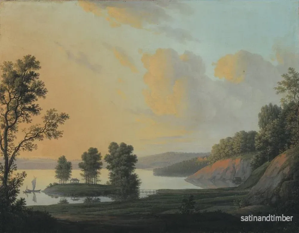 Reproduktion av målningen Vue du manoir de Dronninggaard à travers le lac Fure, Zealand du Nord - Erik Pauelsen - Bild 2