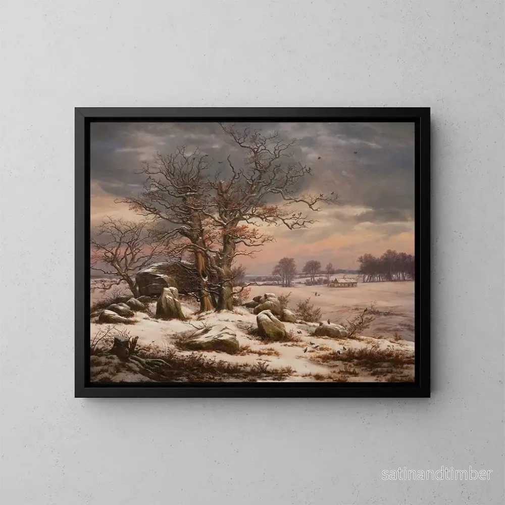 Reproduktion av målningen Landskapsbild av vinter nära Vordingborg, Danmark - Johan Christian Dahl