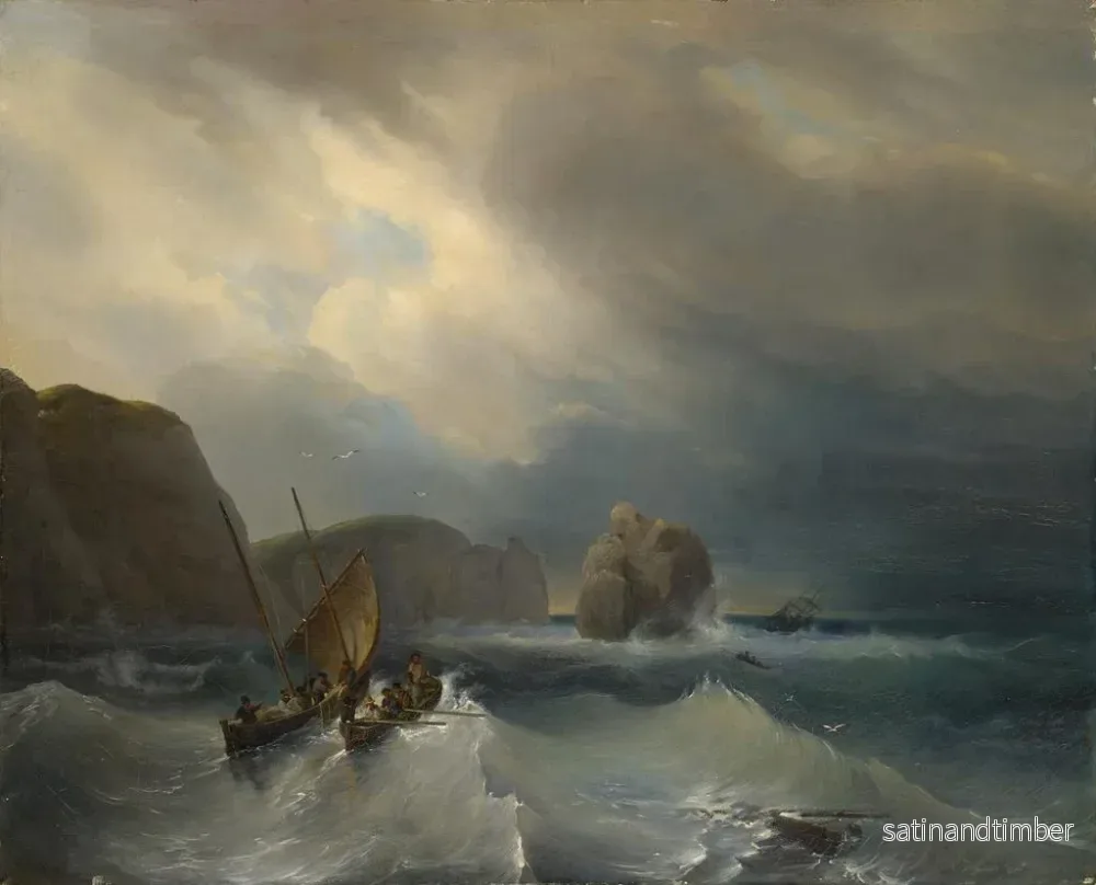 Reproduktion av målningen Mer agitée avec des navires - Théodore Gudin - Bild 2