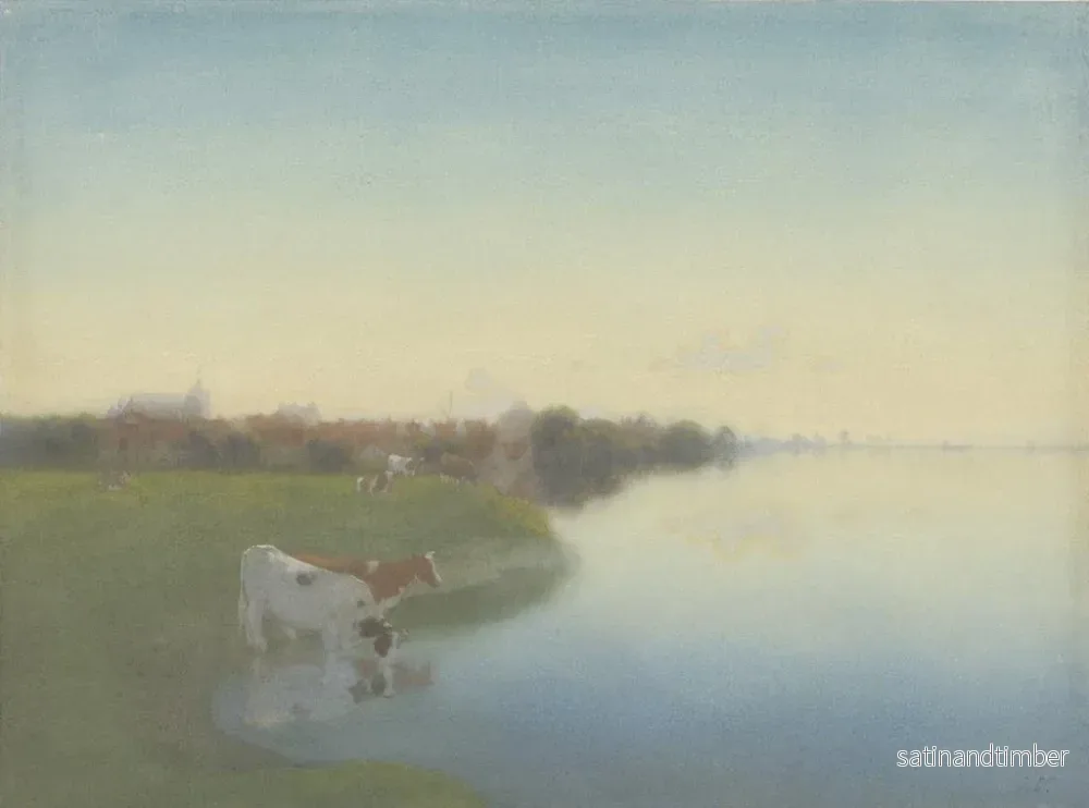 Reproduktion av målningen Rivage de l'IJssel nära Hattem - Jan Voerman - Bild 2