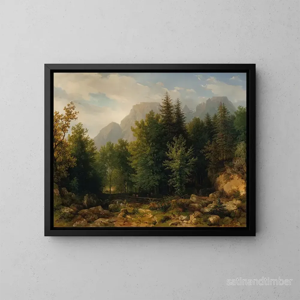 Reproduktion av målningen Landskapsbild av skog i högfjäll - Thomas Ender
