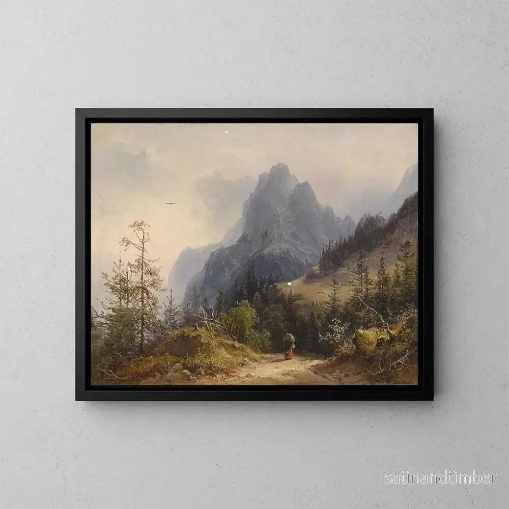 Reproduktion av målningen Vue sur le Mhlsteinhorn - Heinrich Carl Schubert