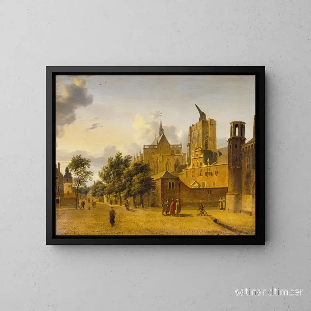 Reproduktion av målningen En gatubild i Köln - Jan van der Heyden