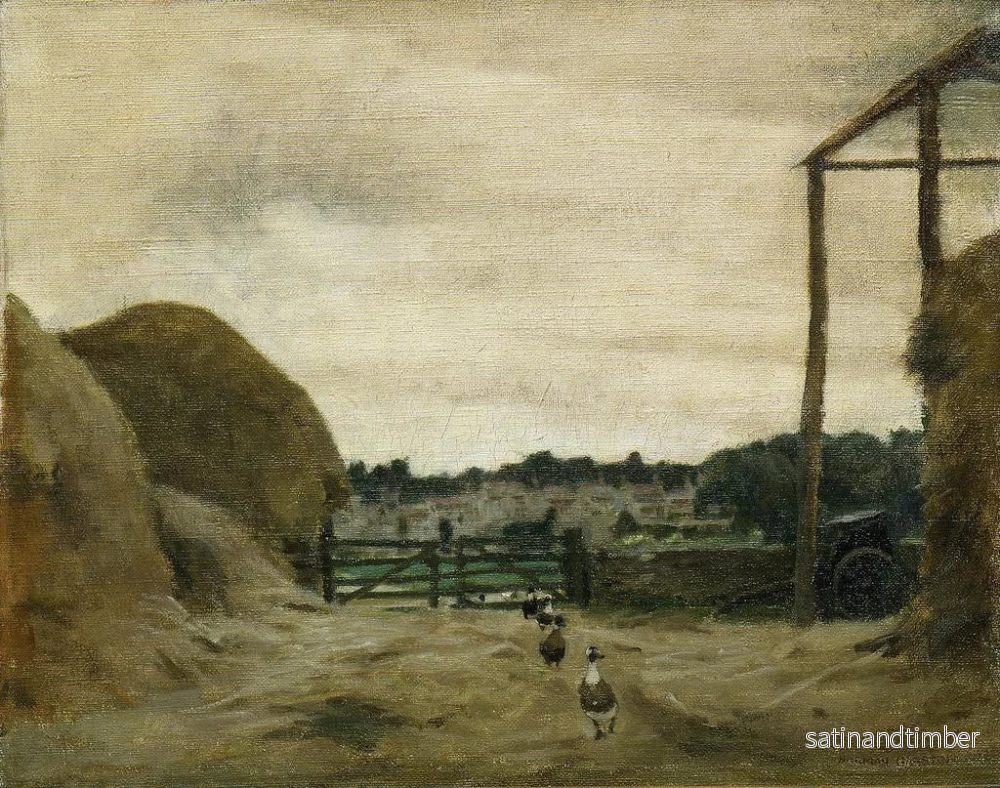 Reproduktion av målningen Burford från gårdsplanen vid West Hall Hill - Norman Garstin - Bild 2