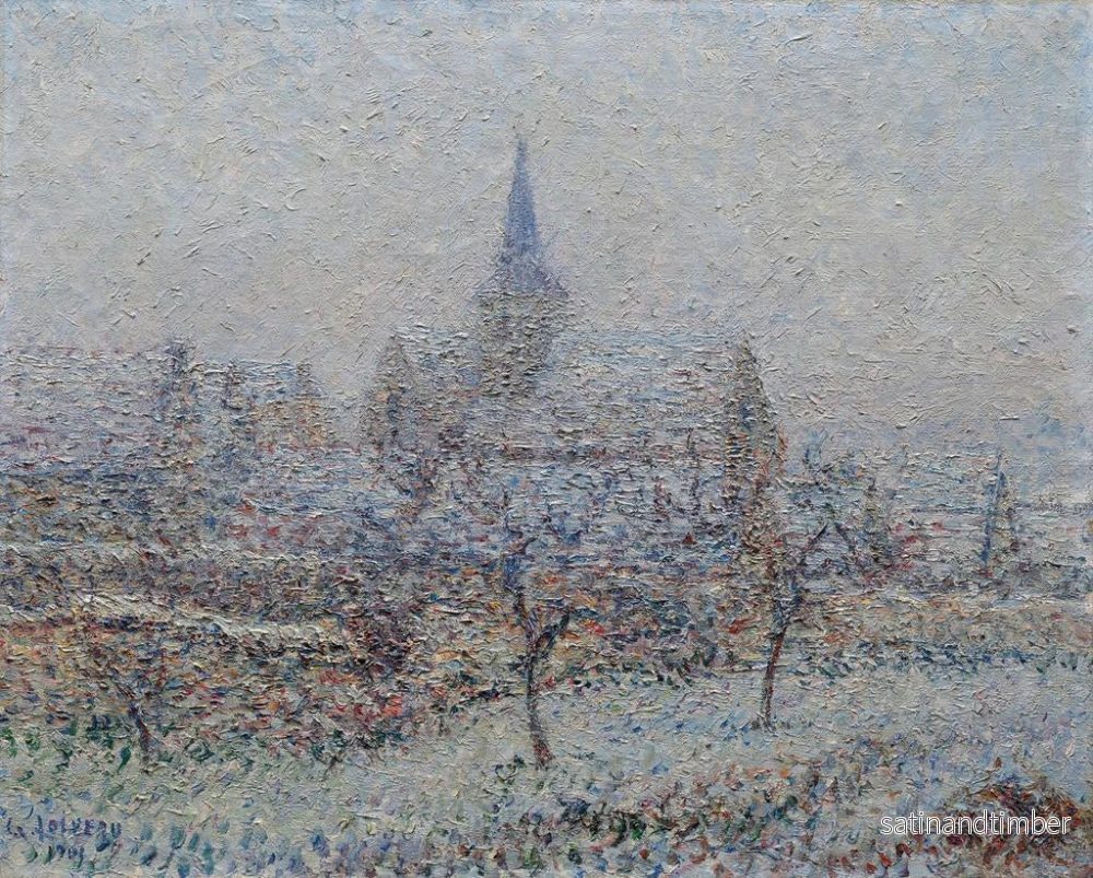 Reproduktion av målningen L'Église de Bennecourt, snöeffekt - Gustave Loiseau - Bild 2