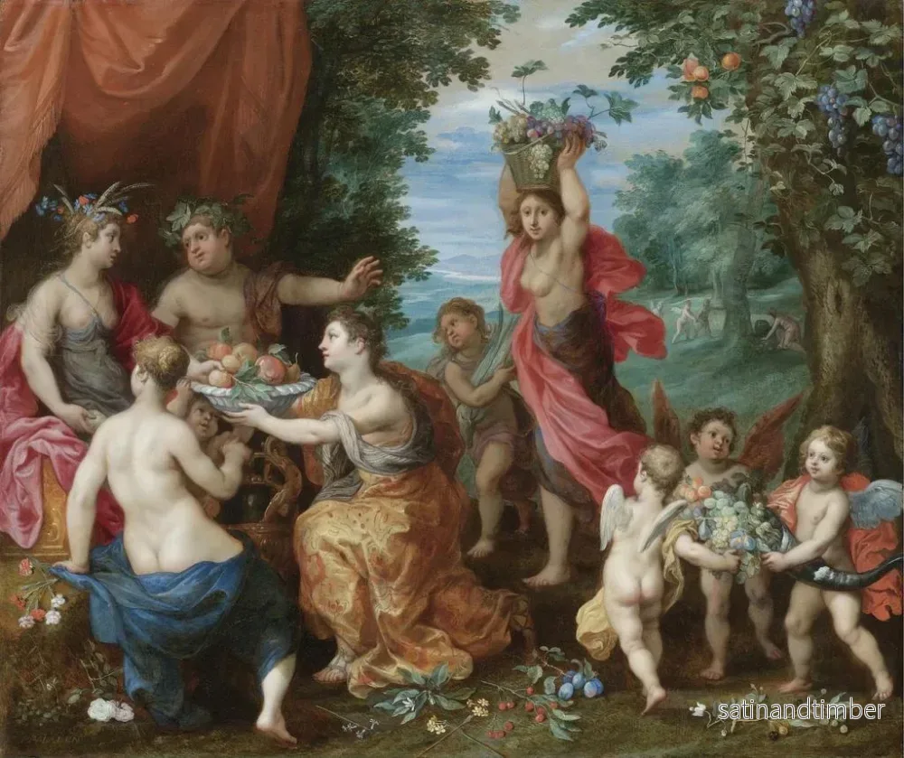Reproduktion av målningen En bacchanal med Ceres, Bacchus och Venus - Jan Brueghel den yngre - Bild 2